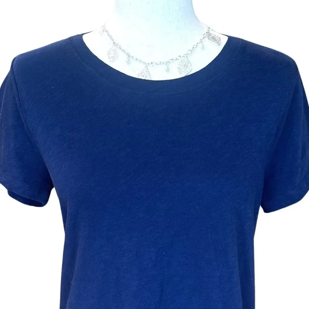 J. Crew Girlfriend Crew Neck Tee 100% Cotton Navy Blue Size Small